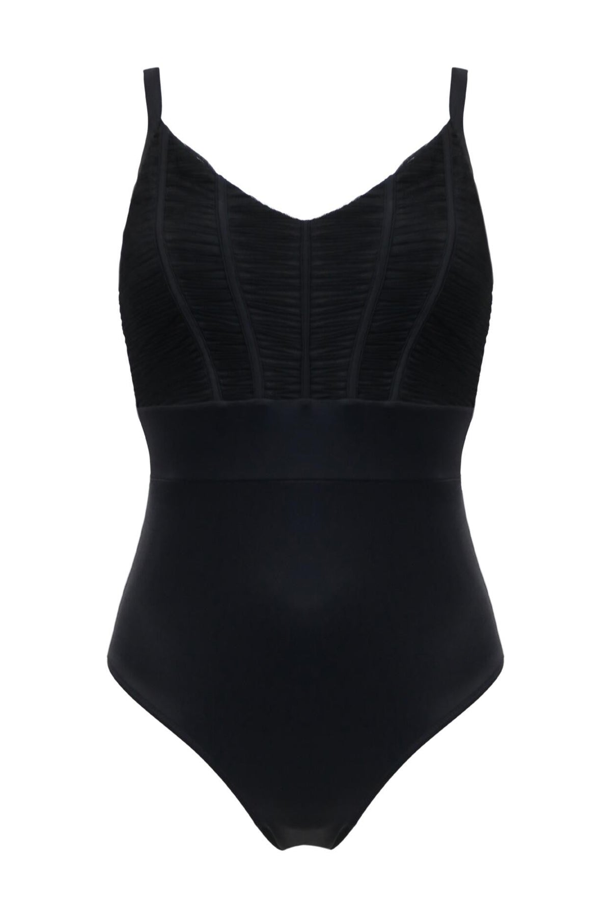 Ruched Pleated Control Swimsuit - Black
