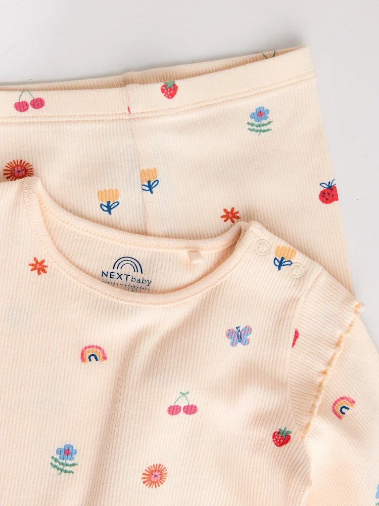 Next Uk Cream Bright Character Baby Top and Leggings Set 2 Piece