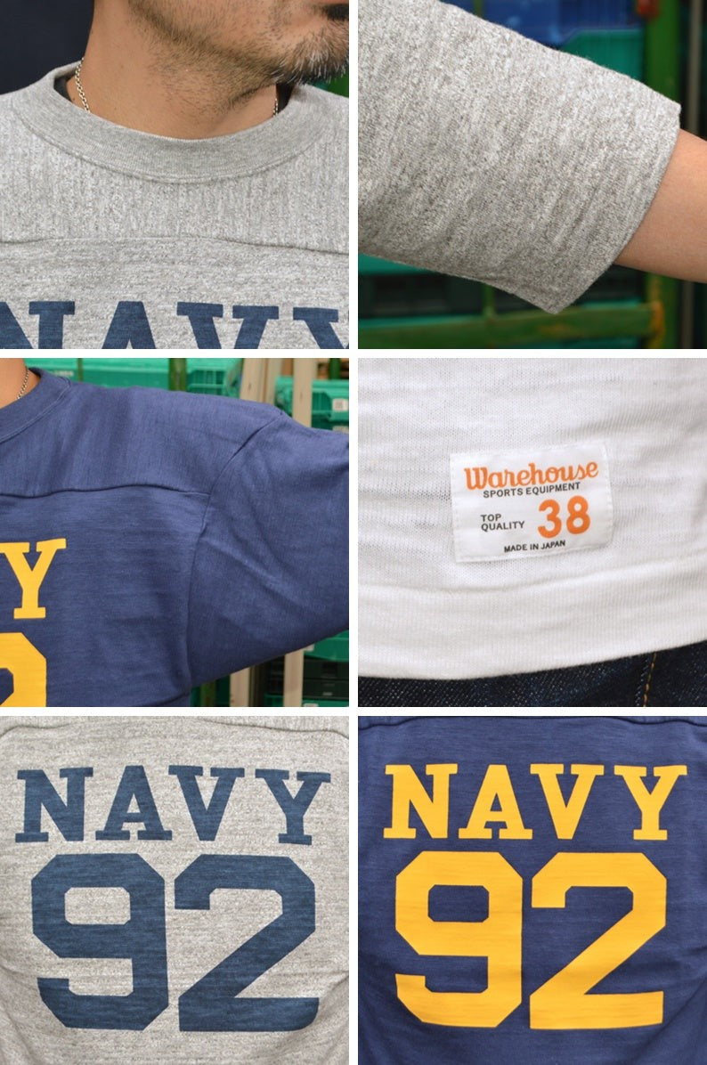 WARE HOUSE "4063 NAVY 92" 3/4 Sleeve Football Tee