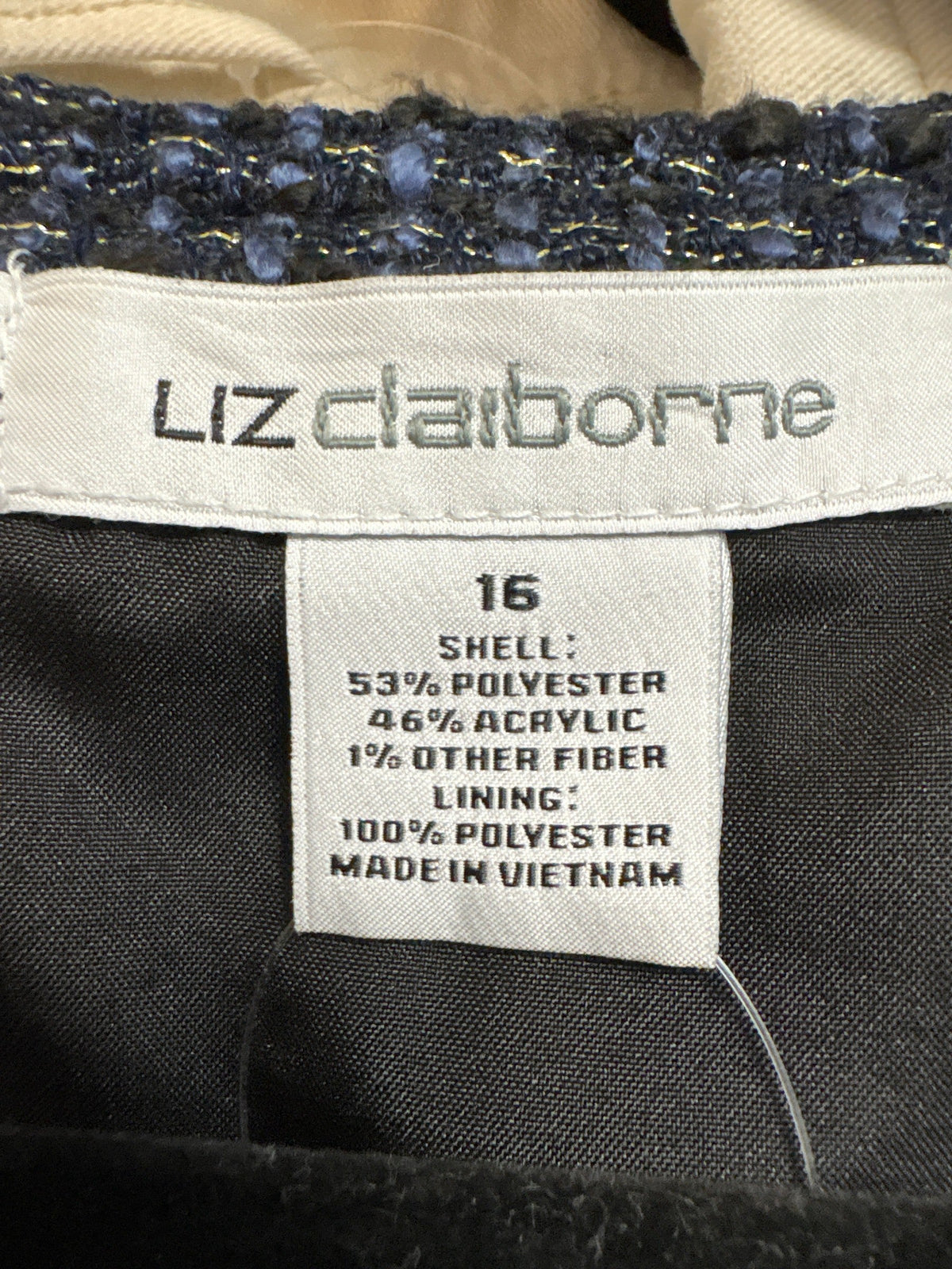 Liz Claiborne Black/Blue/Gold Dress, 16