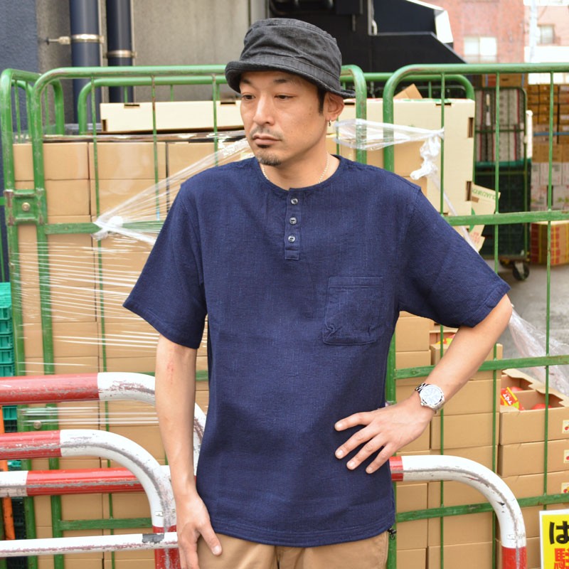 FOB FACTORY "F3493" INDIGO WAFFLE-T