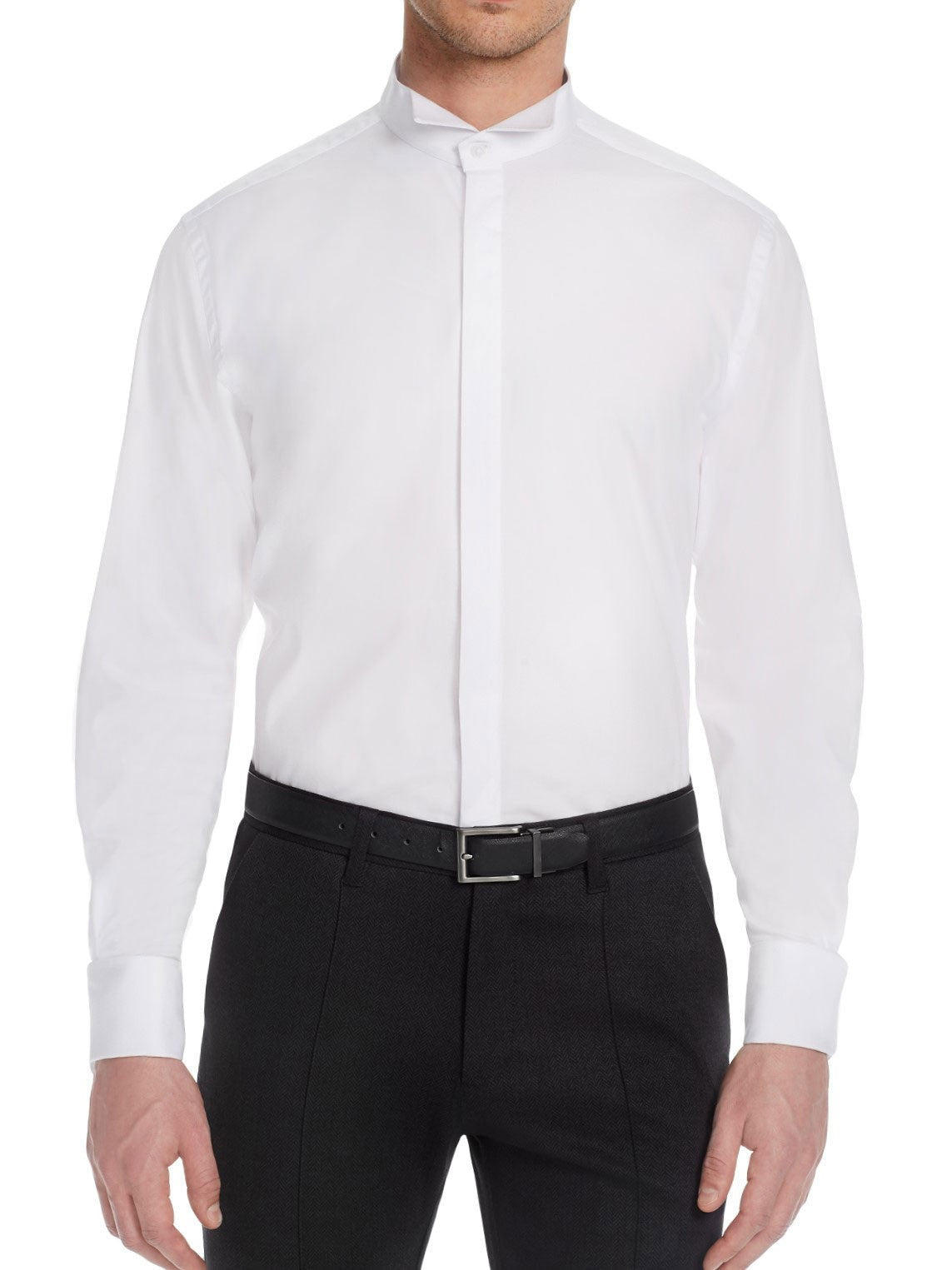 Wing Collar Slim Fit French Cuff Shirt White