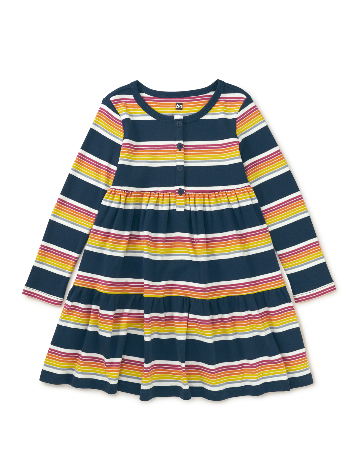 Long Sleeve Tiered Henley Dres