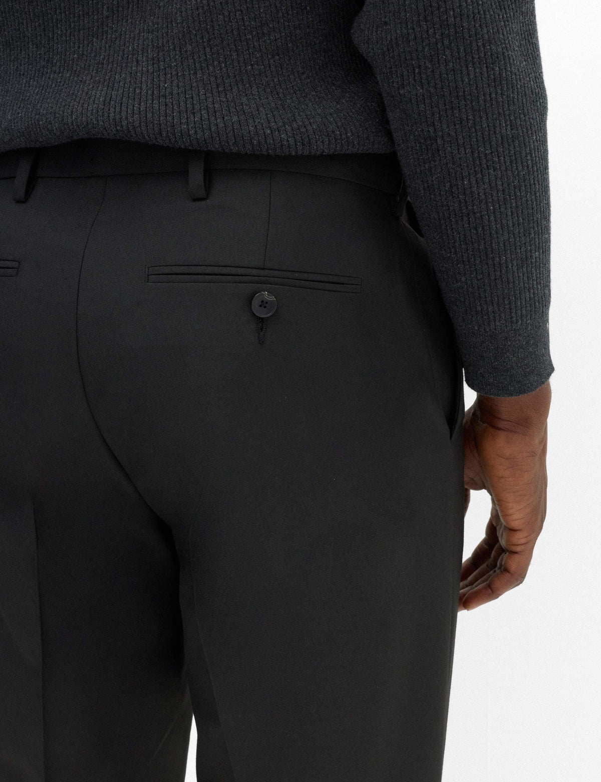 Regular Fit Flat Front Trousers - Black