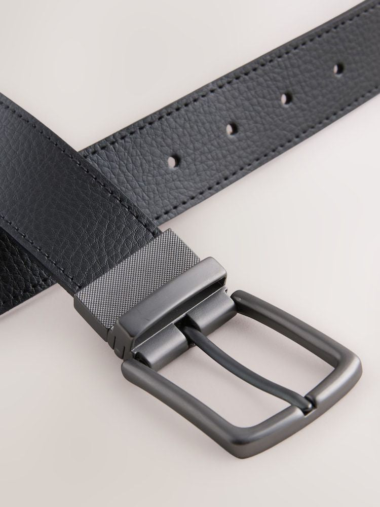 Reversible Grainy Leather Belt - Black/Brown