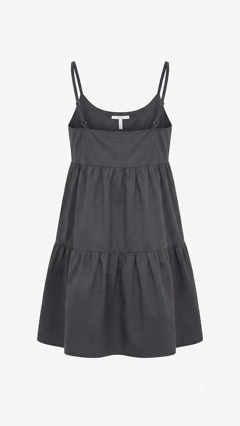 Round Neck Ruffle Detailing Mini Dress