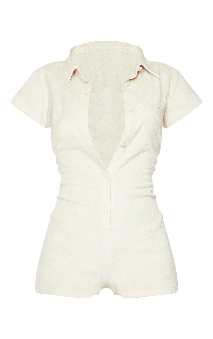 Stone Embossed Towel Beach Playsuit