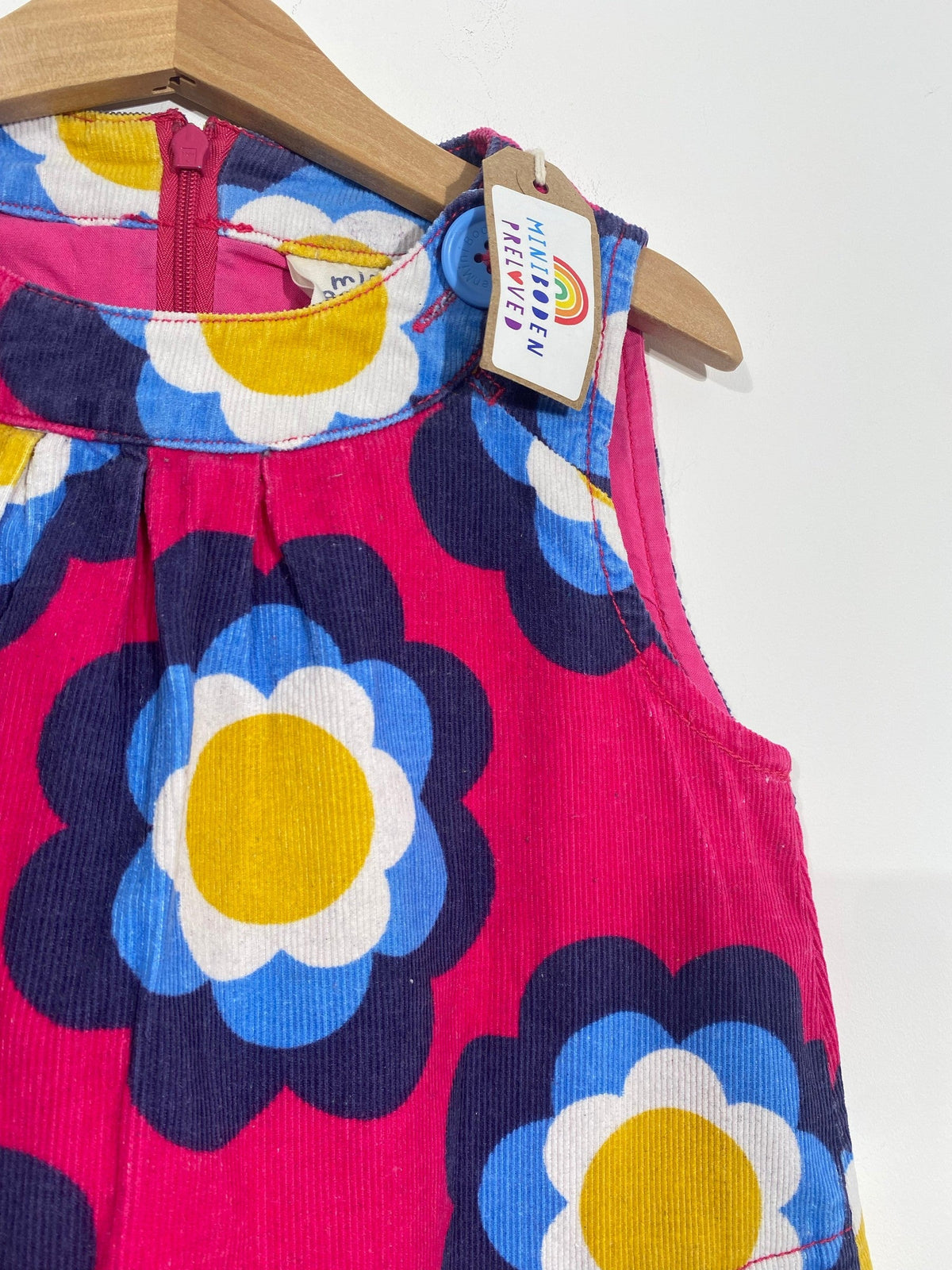 Pink Retro Floral Print Cord Pinafore Dress (5-6 Years)