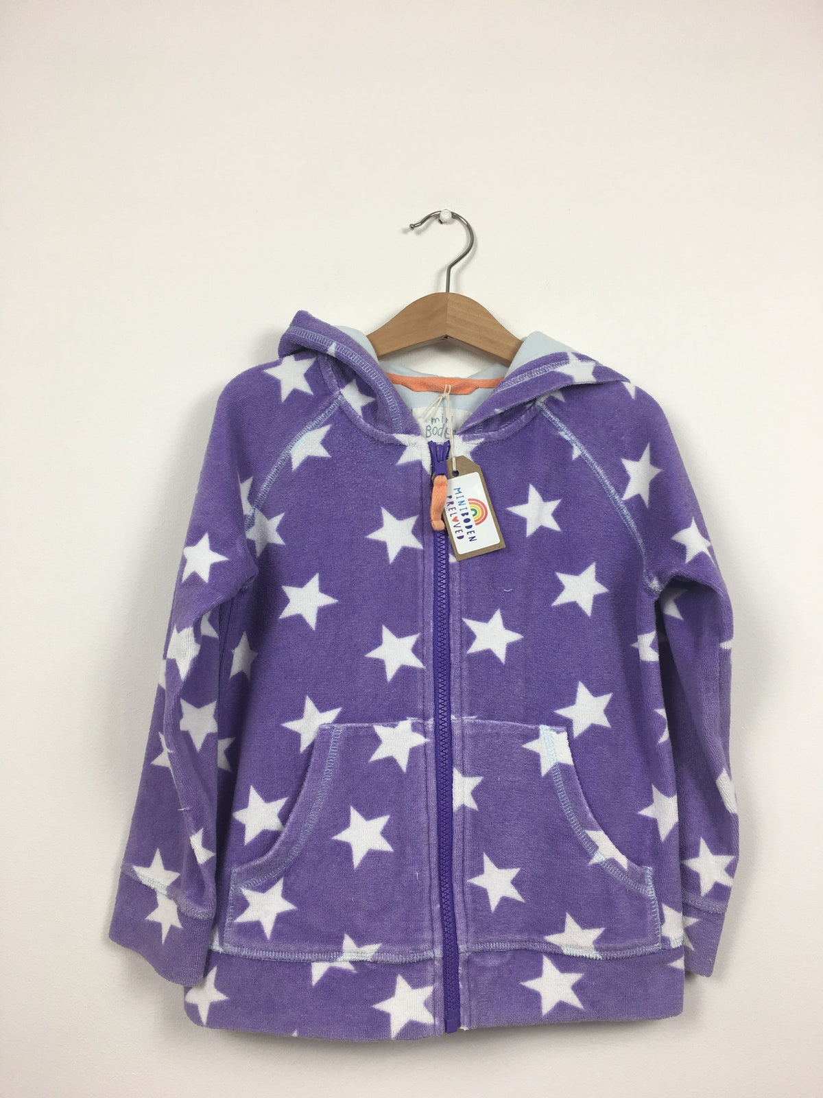 Purple Star Print Towelling Zip Up Top (5-6 Years)