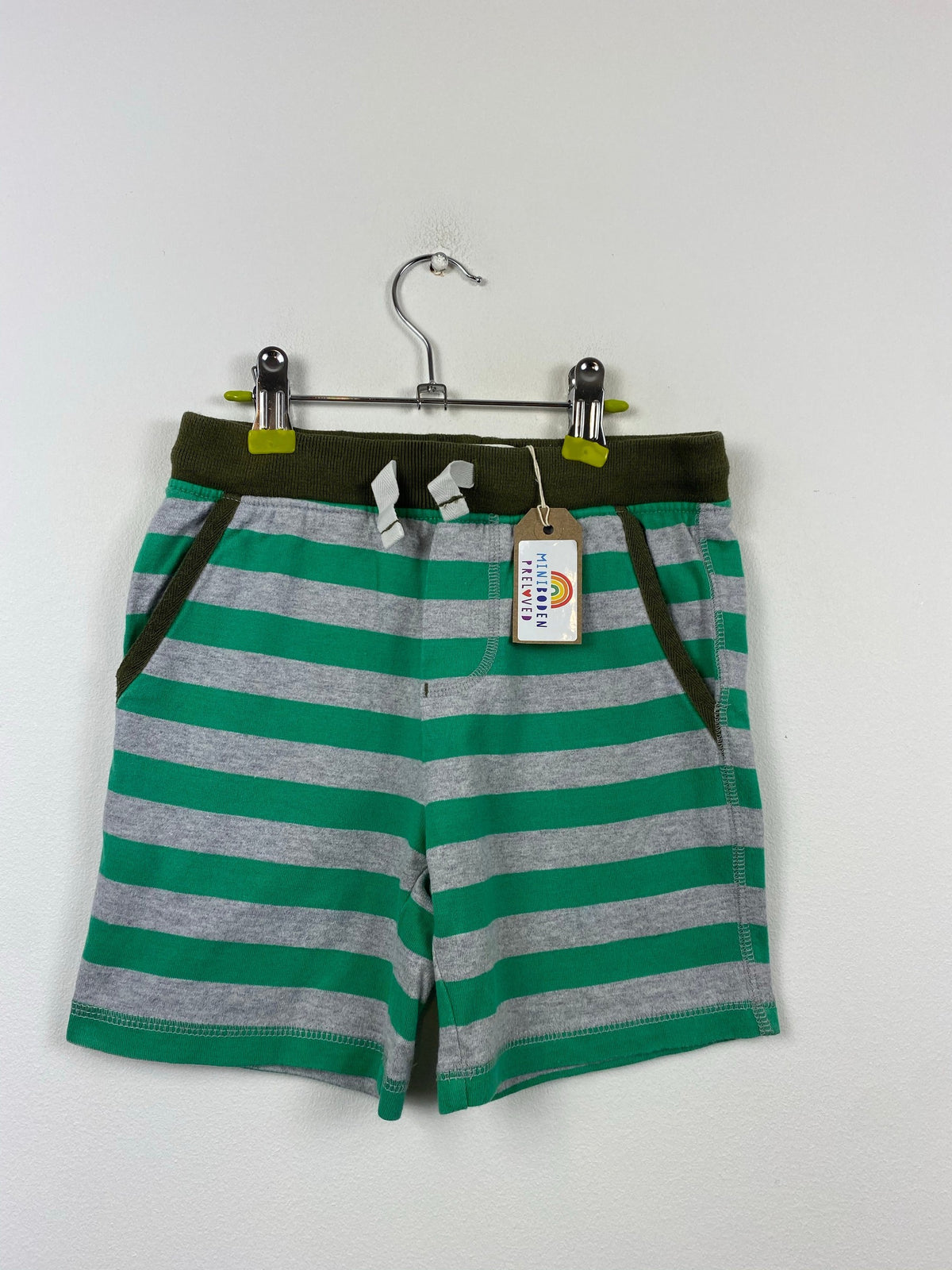 Grey & Green Stripy Cotton Shorts (6 Years)