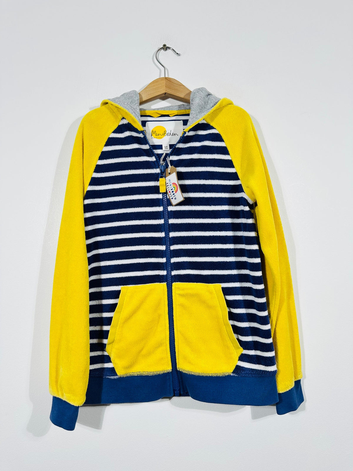 Navy & Yellow Stripy Towelling Zip Up (8-9 Years)