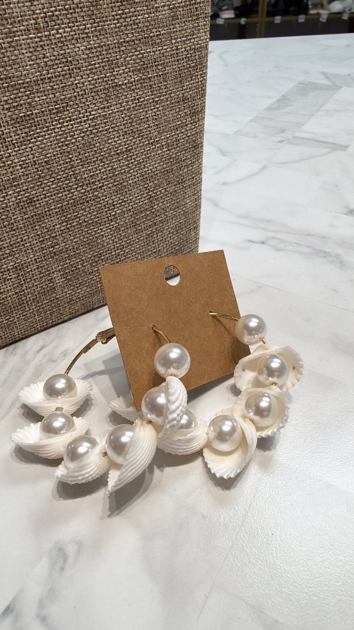 Gold with White Shells Earrings