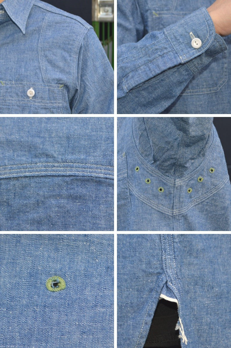 WAREHOUSE "3064" Ventilation Triple Stitch Chambray Shirts