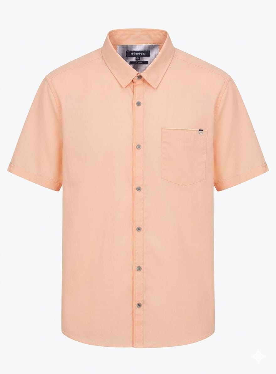 Club York Short-Sleeved Slim Fit Shirt - Peach