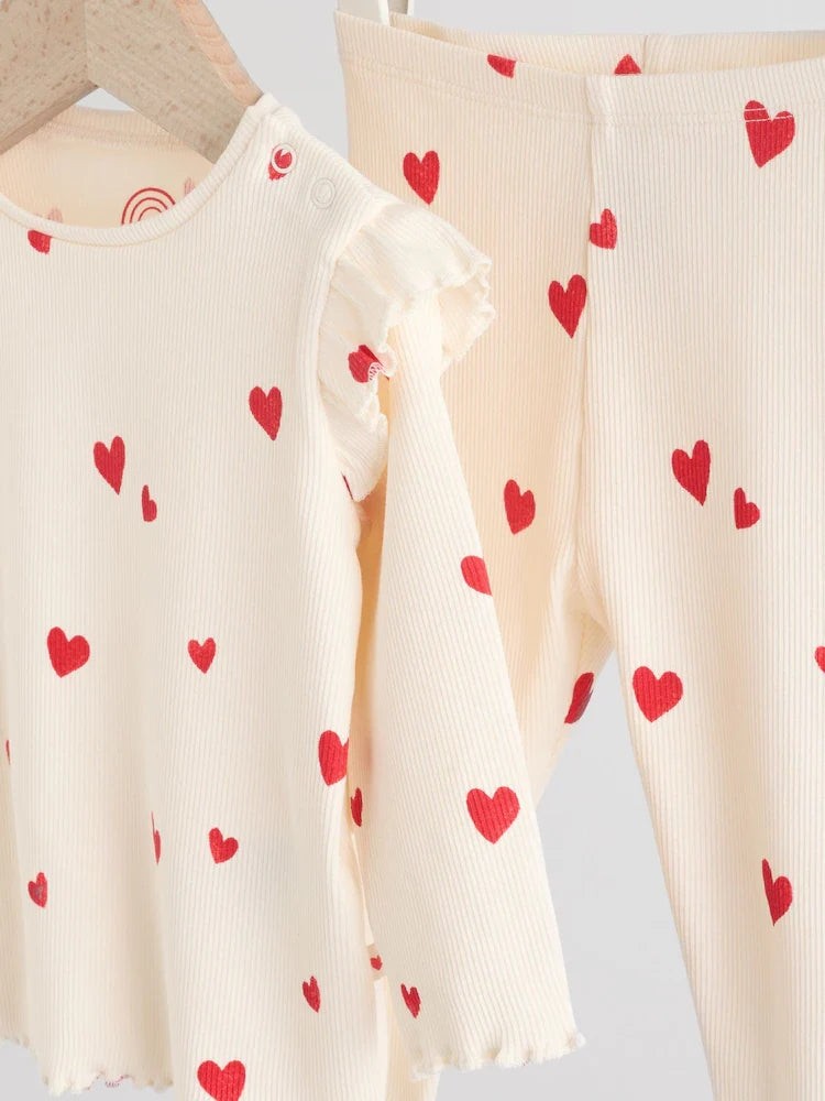 Next Uk Ecru Hearts Baby Top and Leggings Set 2 Piece