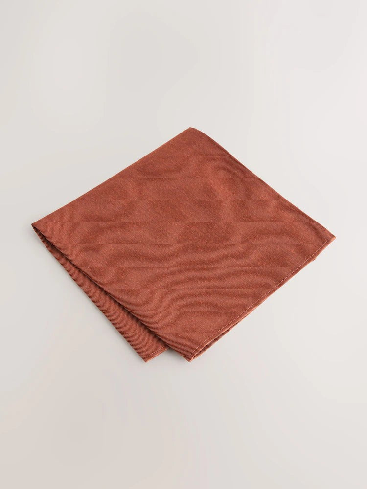 Rust Brown Tie, Pocket Square & Metal Pin Set