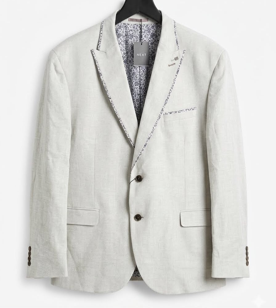Tailored Linen Blazer - Light Beige