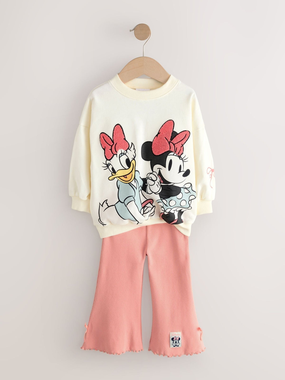Next Uk Ecru White Disney Minnie Mouse and Daisy Duck Long Sleeve Top & Legging