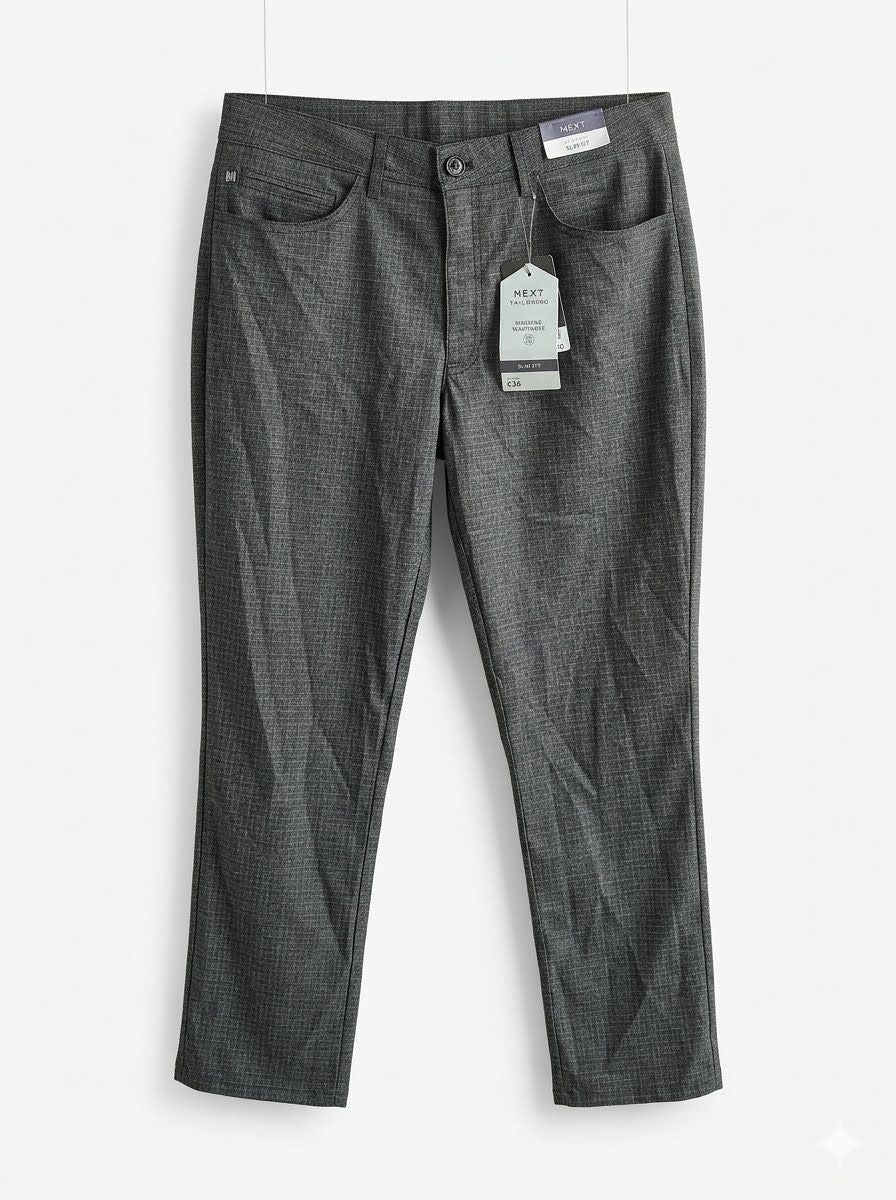 Tailored Slim Fit Textured Pattern Trousers - Grey