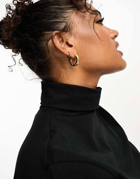 Plus roll neck top in black
