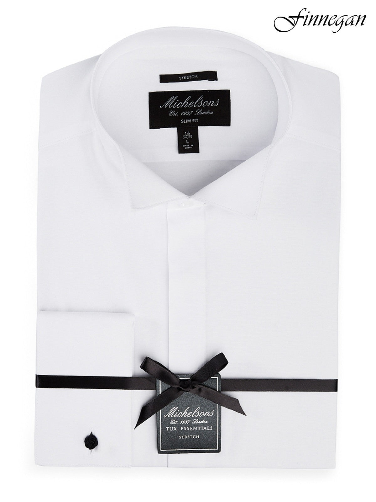 Wing Collar Slim Fit French Cuff Shirt White