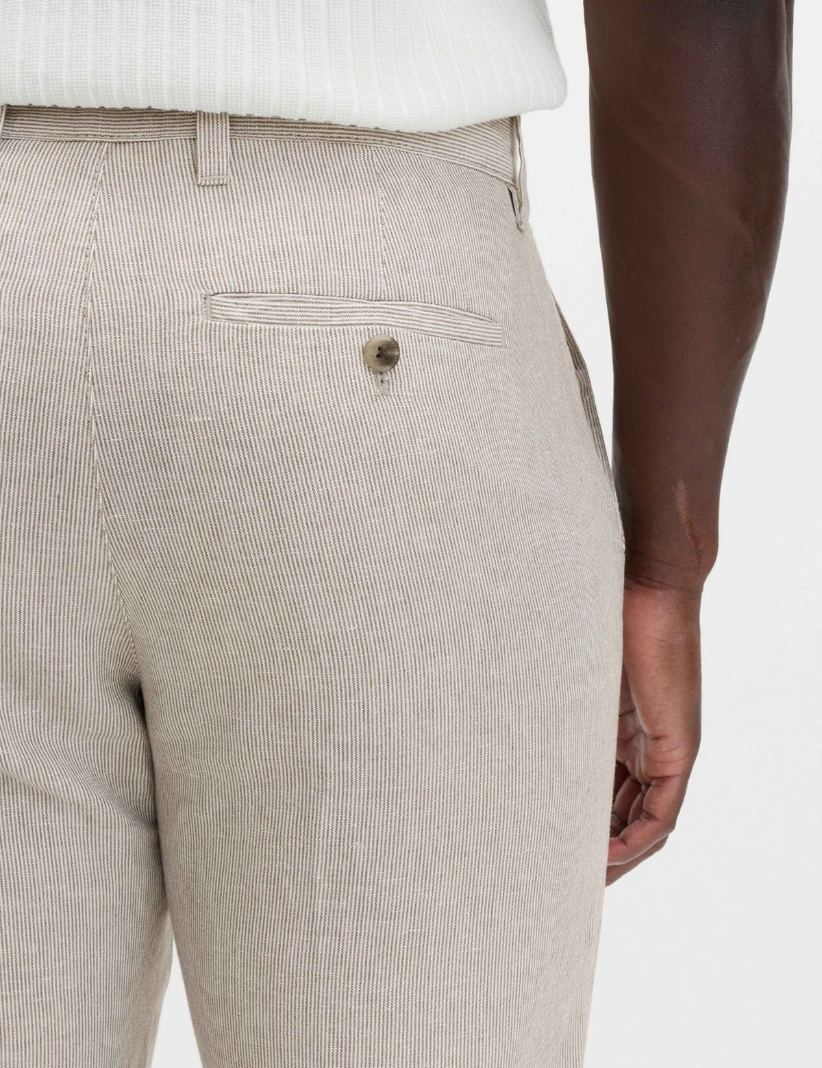 Regular Fit Linen Blend Chinos -Mocha