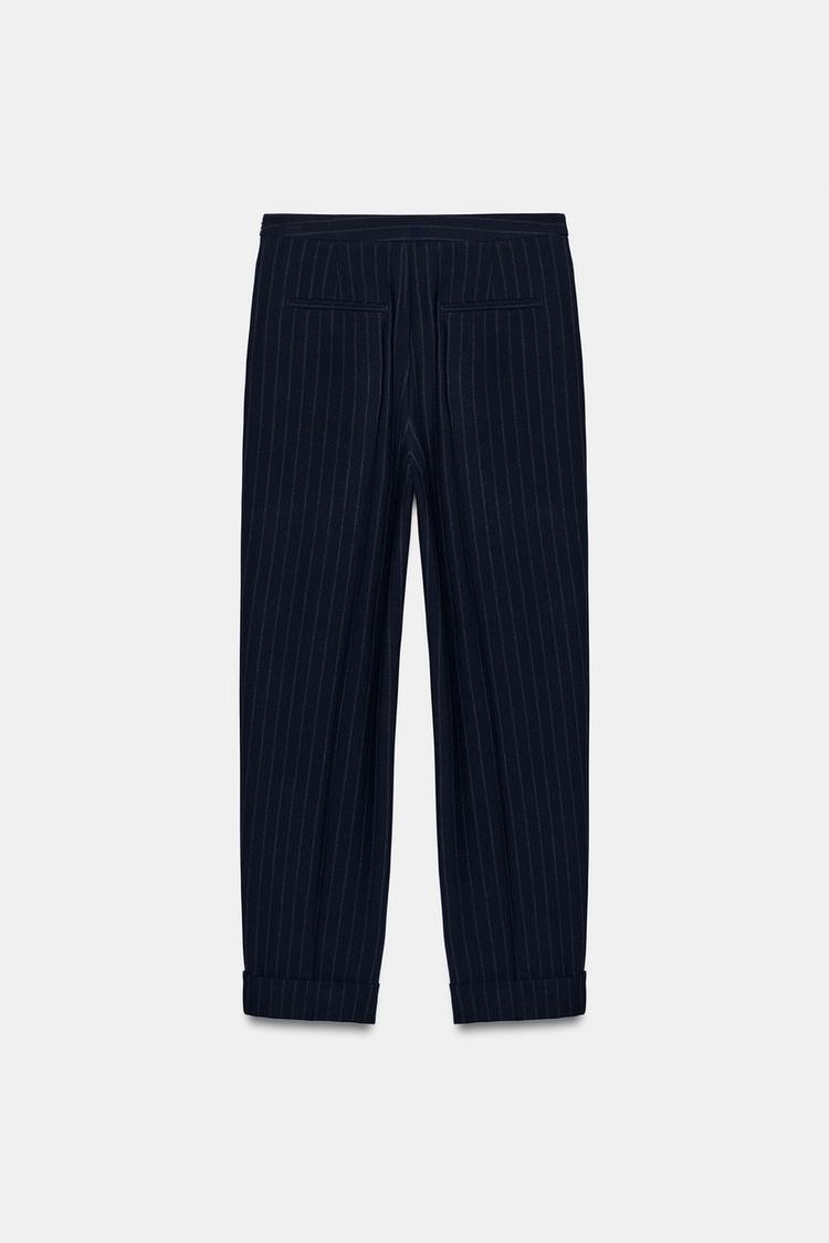Pinstriped Trousers Navy Blue