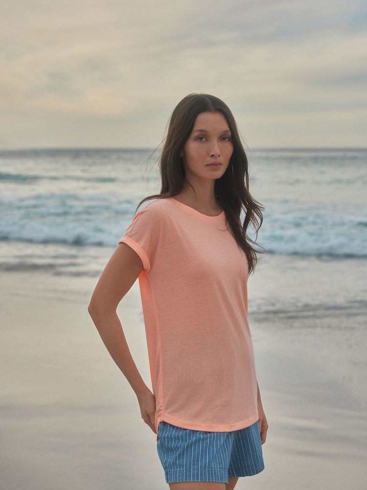 Peach Pink Cap Sleeve Tee Top
