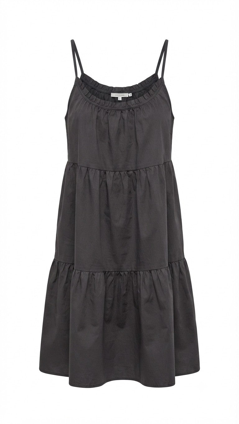 Round Neck Ruffle Detailing Mini Dress