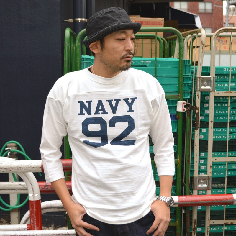 WARE HOUSE "4063 NAVY 92" 3/4 Sleeve Football Tee