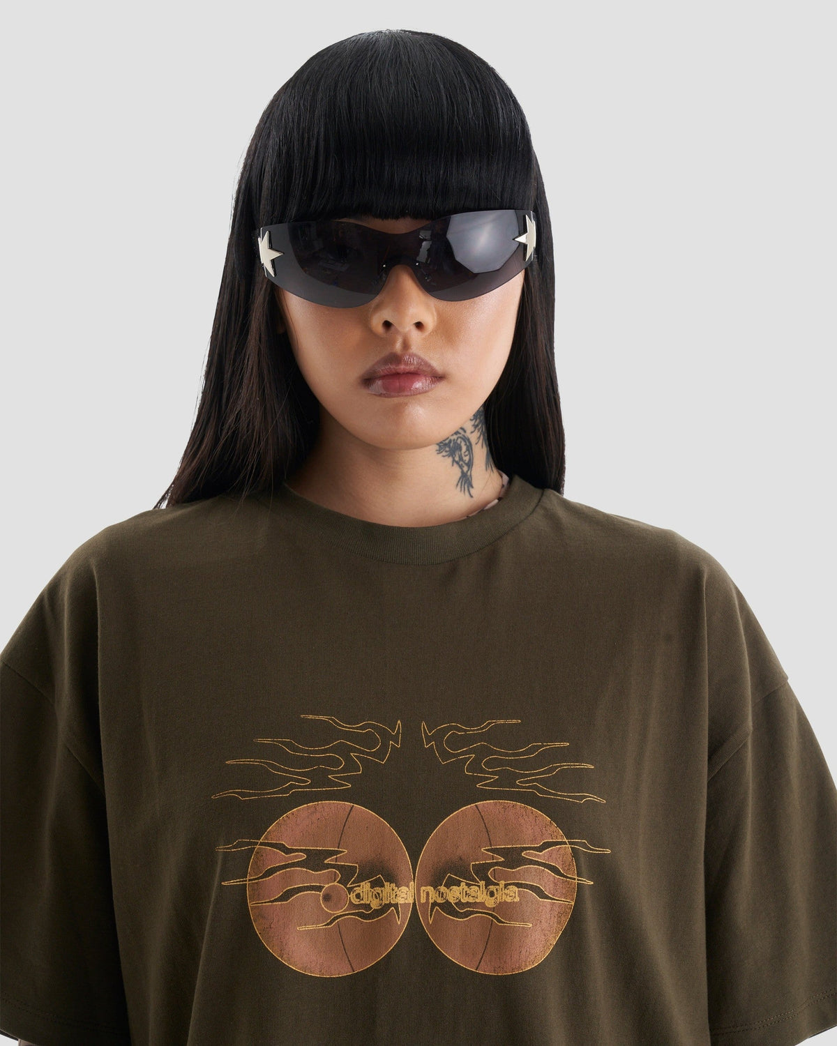 Nostalgia Graphic Oversized Tee in Brown