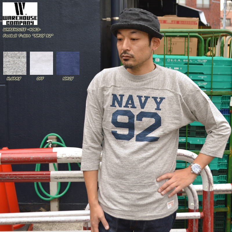 WARE HOUSE "4063 NAVY 92" 3/4 Sleeve Football Tee
