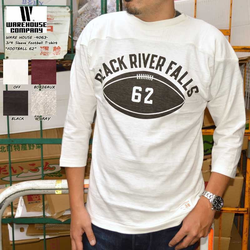 WARE HOUSE "4063 FOOTBALL 62" 3/4 Sleeve Football Tee "FOOTBALL 62"