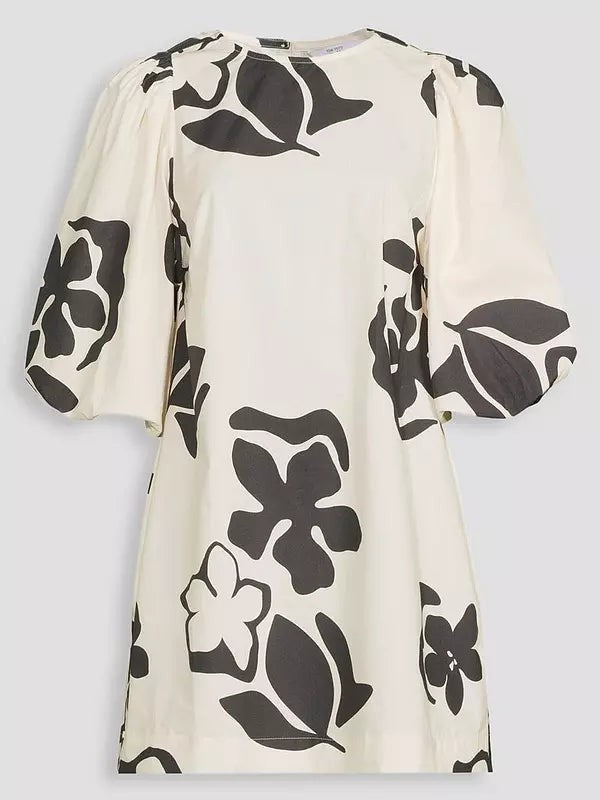 Puff Sleeve Printed Mini Dress