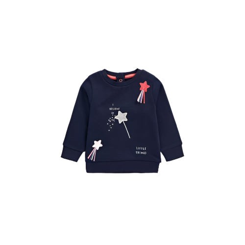 Mothercare UK Girls Navy Sweatshirt Fleeced From Inside (9-12 months )