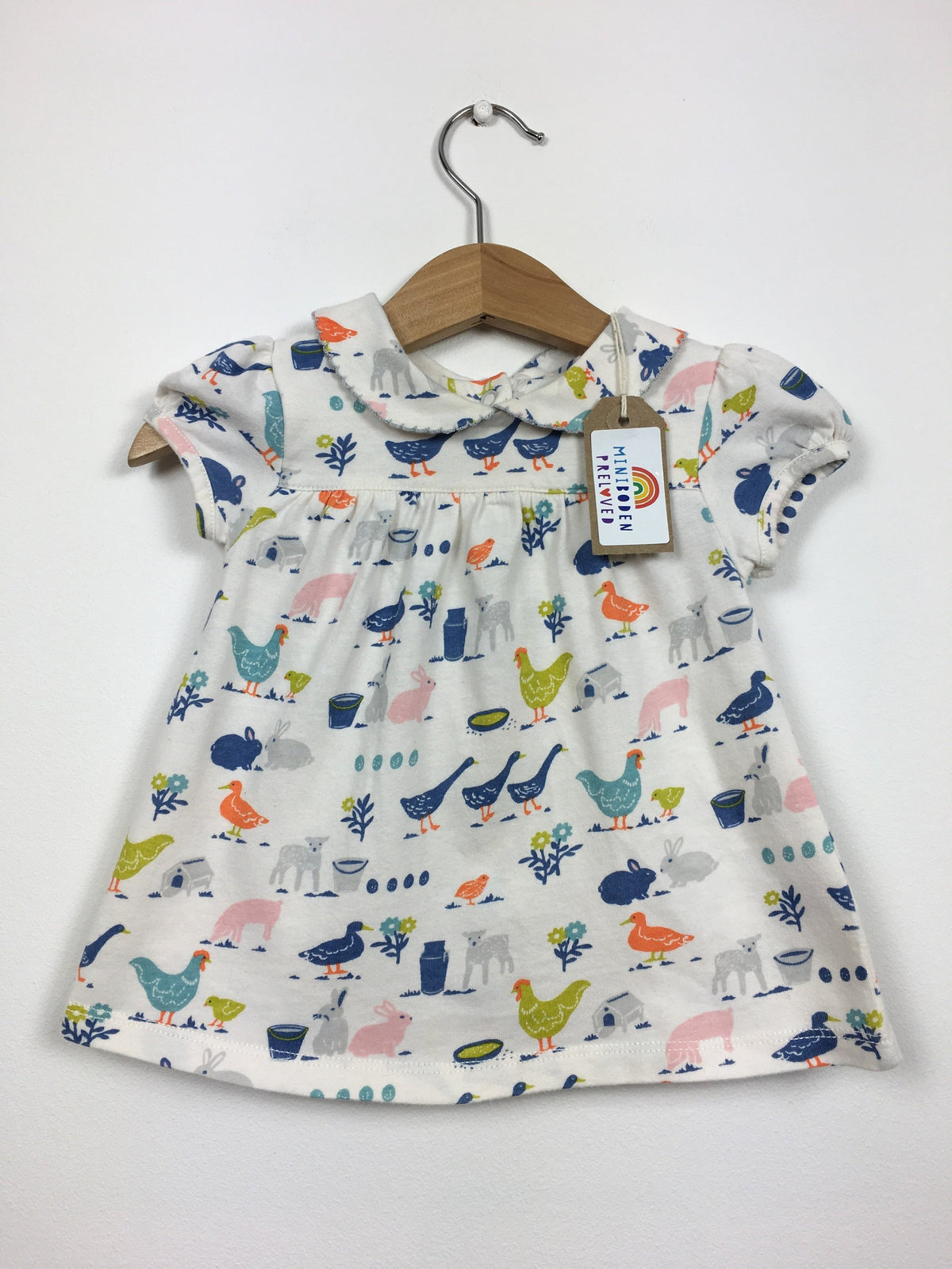 White Farmyard Print Blouse (6-12 Months)