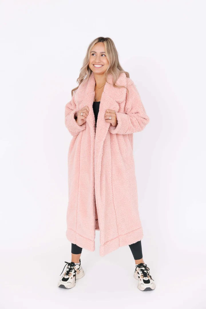 Cozy Chic Teddy Coat in Rosé Pink - VARIOUS SIZES