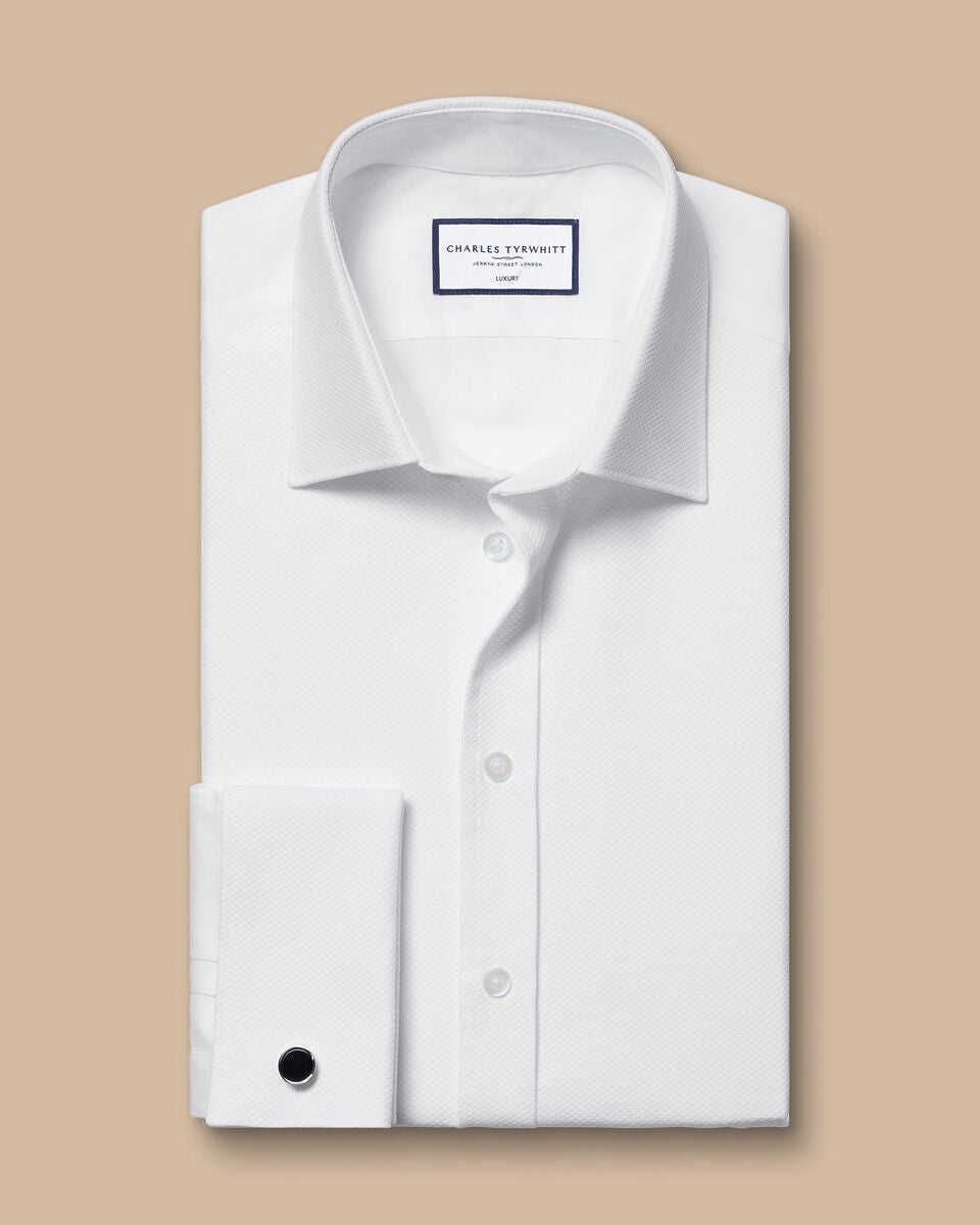 Extra Slim Fit Luxury Windsor Weave Shirt - White