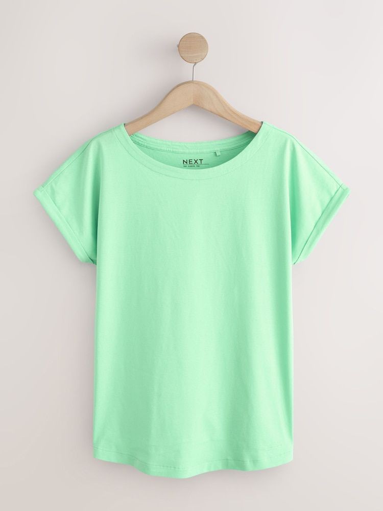 Regular Fit - Round Neck Cap Sleeve Tee Basique Green