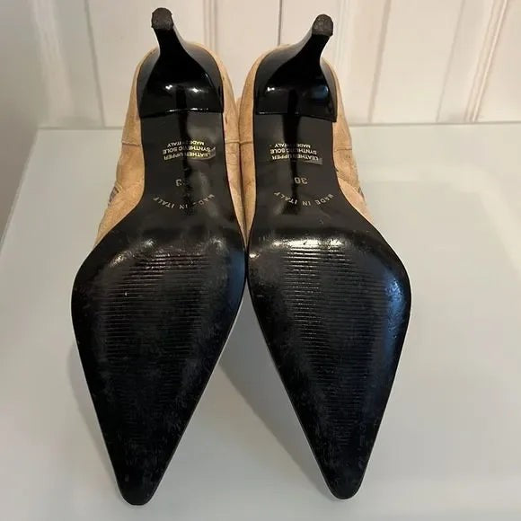 ROBERTO VIANNI TAN SUEDE HEEL BOOTS SIZE 38 MADE IN ITALY