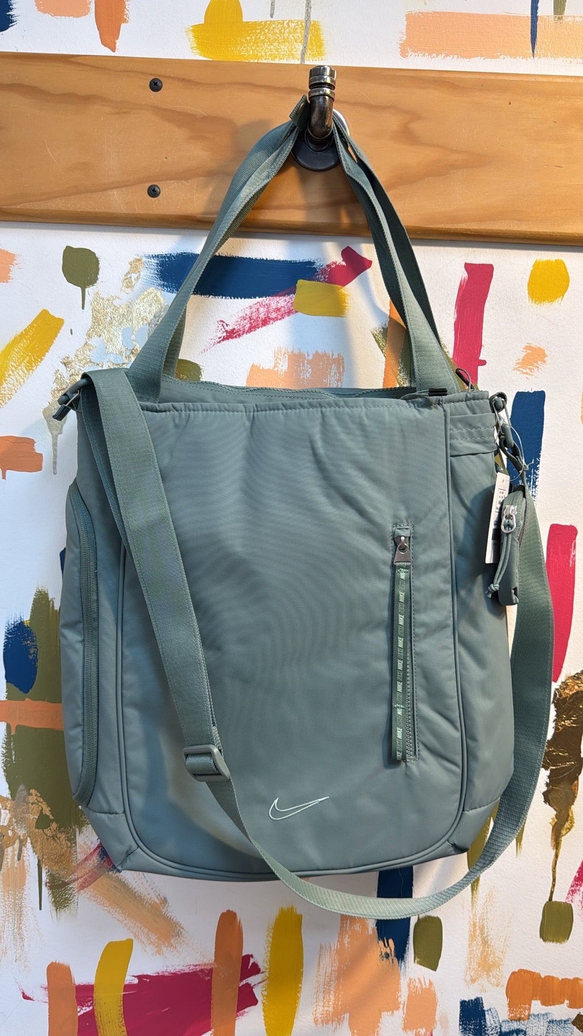 Nike Green Crossbody Tote Bag, 16"x13"