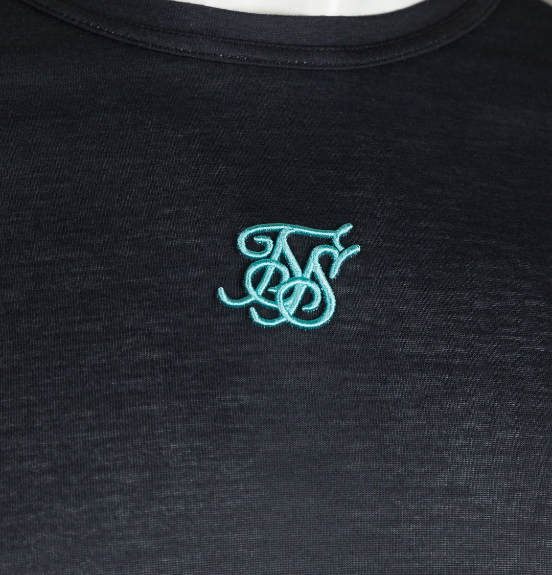 Reverse Collar Box Tee Black Grey