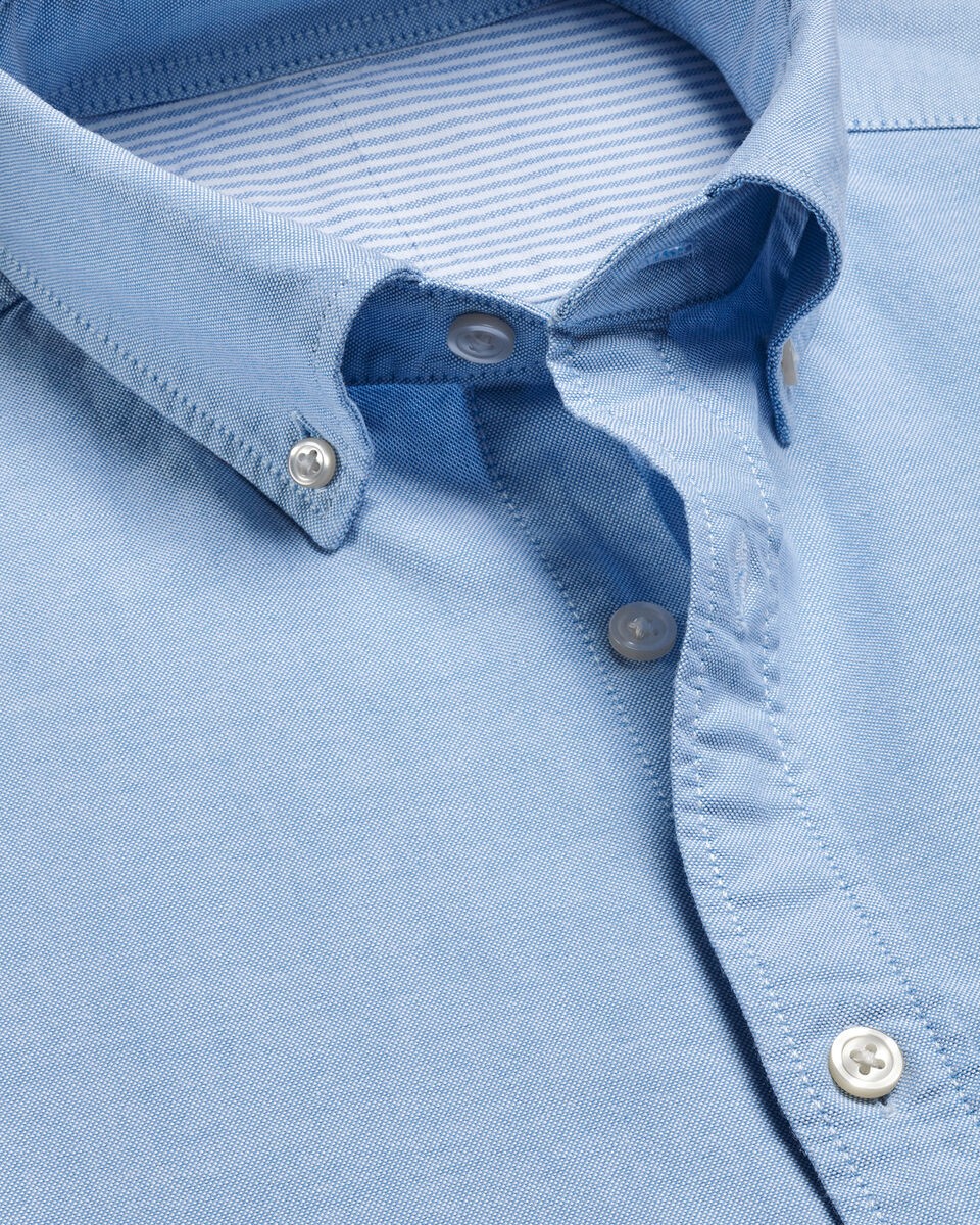 Stretch Washed Oxford Slim Fit Shirt - Sky Blue