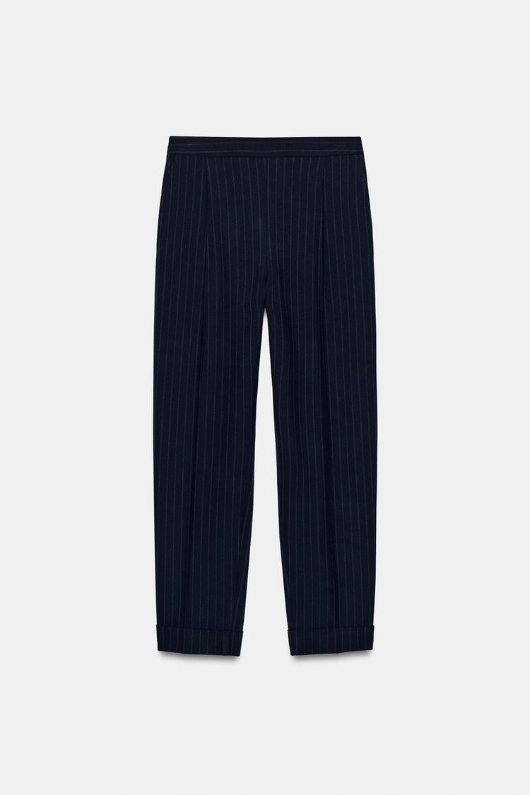 Pinstriped Trousers Navy Blue