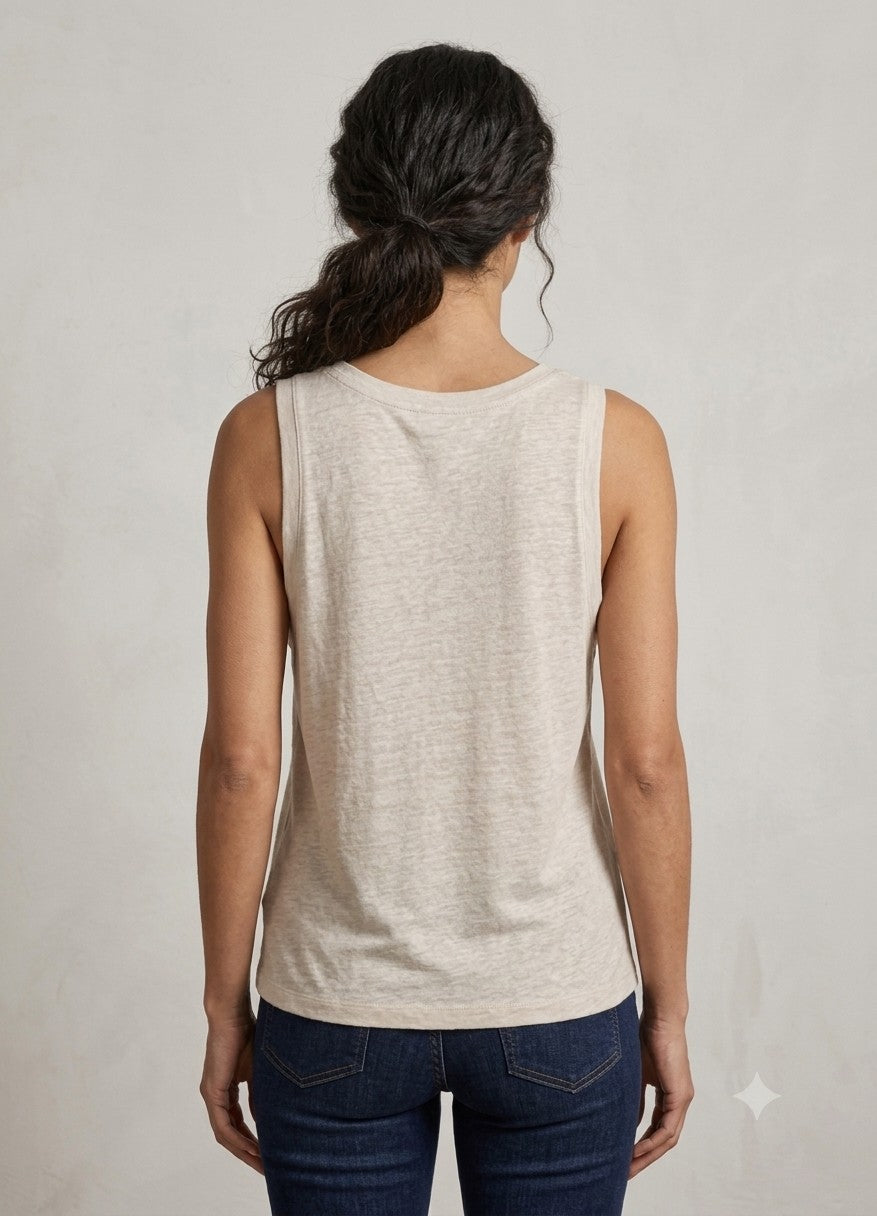 Next Linen Rich Crew Neck Vest Top