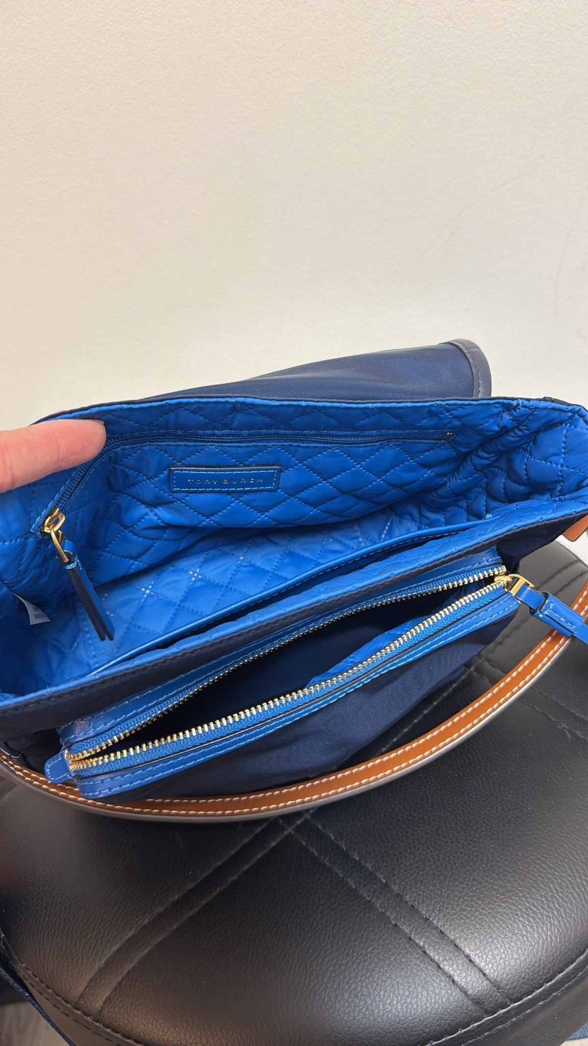 Tory Burch Blue Nylon Crossbody Bag, 8"x6"