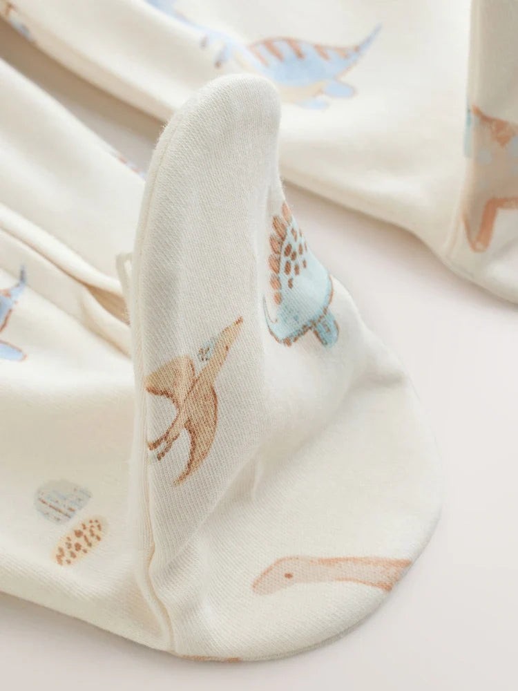 Preorder Next Uk Neutral Dinosaur Two Way Zip Baby Sleepsuits 3 Pack (0-2yrs)