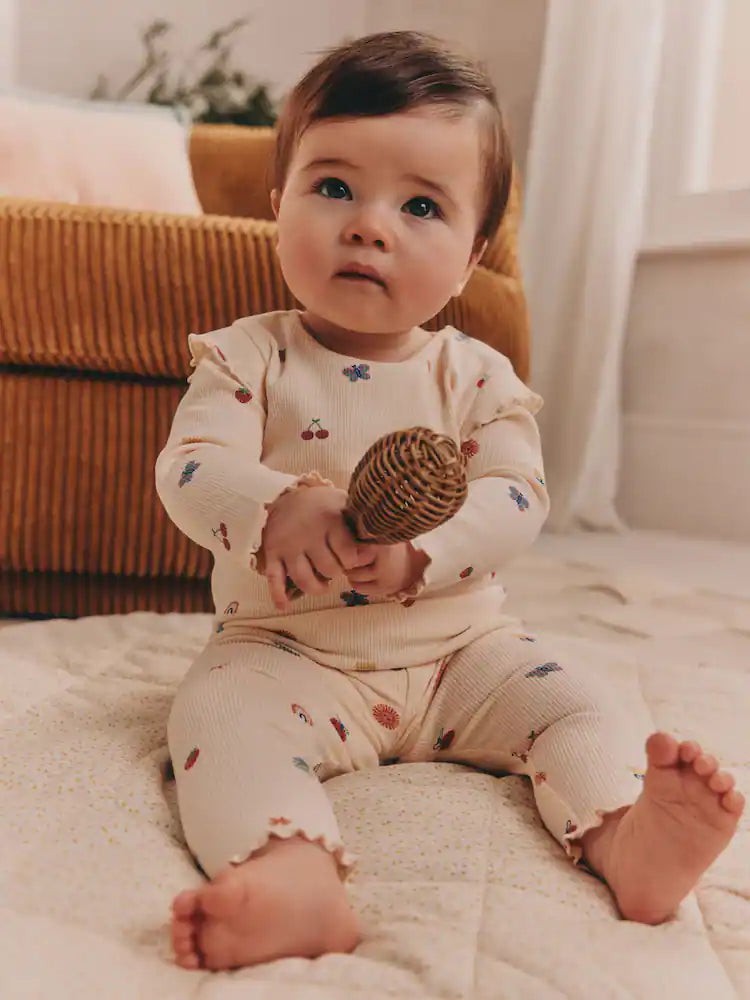 Next Uk Cream Bright Character Baby Top and Leggings Set 2 Piece