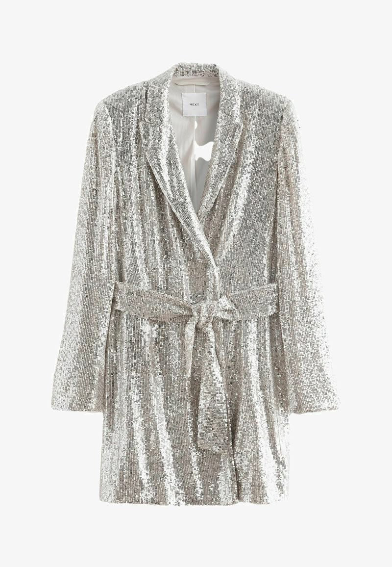 Silver Sequin Regular Fit Blazer Dress