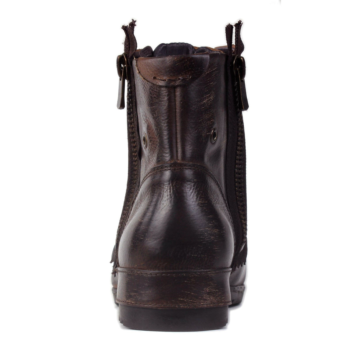 OSSTONE Moto Boots for Men Vintage Zipper-up Retro Leather Chukka Boots Distressed Rock n roll Bike Shoes Punk Boots OS-5008-8-E-F